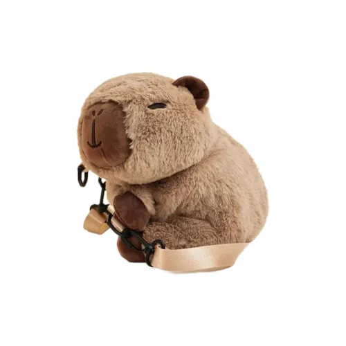 Holding bamboo Backpacks Capybara Plush Pouch - Light Brown