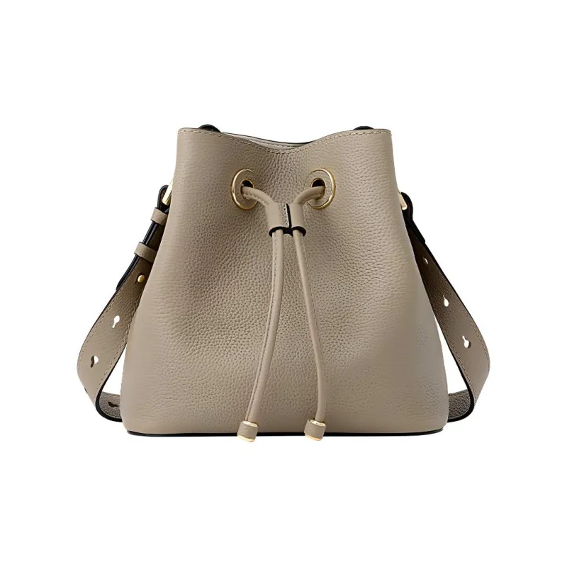 FION Cow Leather Crossbody Bag Shoulder Bag Medium Size Women's Classic Black/Khaki Apricot/Dark Beige-0