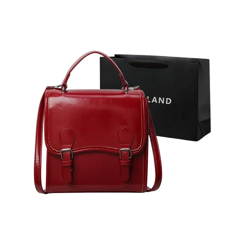 PINK·LAND PU Double Shoulder Handbag Women's Silver White/Burgundy/Black-12