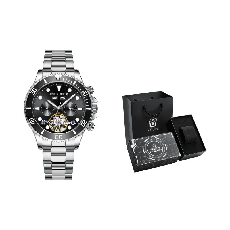 Respect The Time Mechanical Movement Metal Strap Watch Men's Watches Green Dial-1