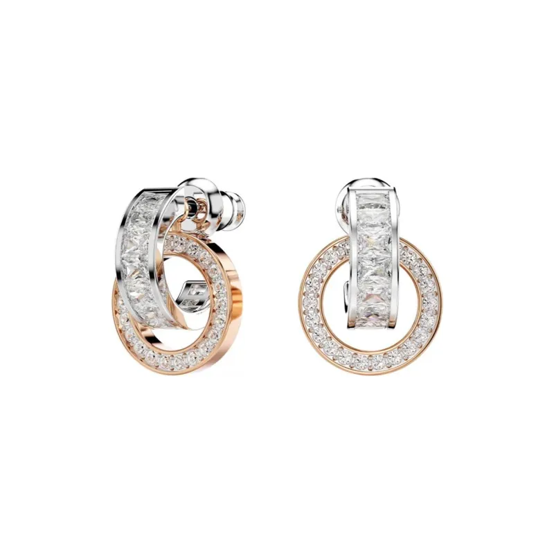 Swarovski Synthetic Cubic Zirconia Faux Crystal Metal Earrings Women's Silver-2