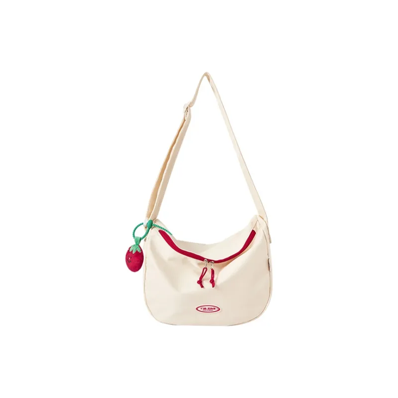 SEM/R Nylon Shoulder Bag Crossbody Bag Medium Size Unisex Red Ecru Black-13
