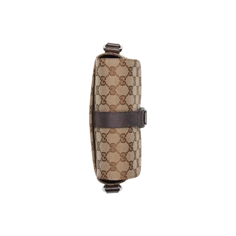 GUCCI Canvas With Leather Crossbody Bag Shoulder Bag Mini Men's Beige & Ebony-4