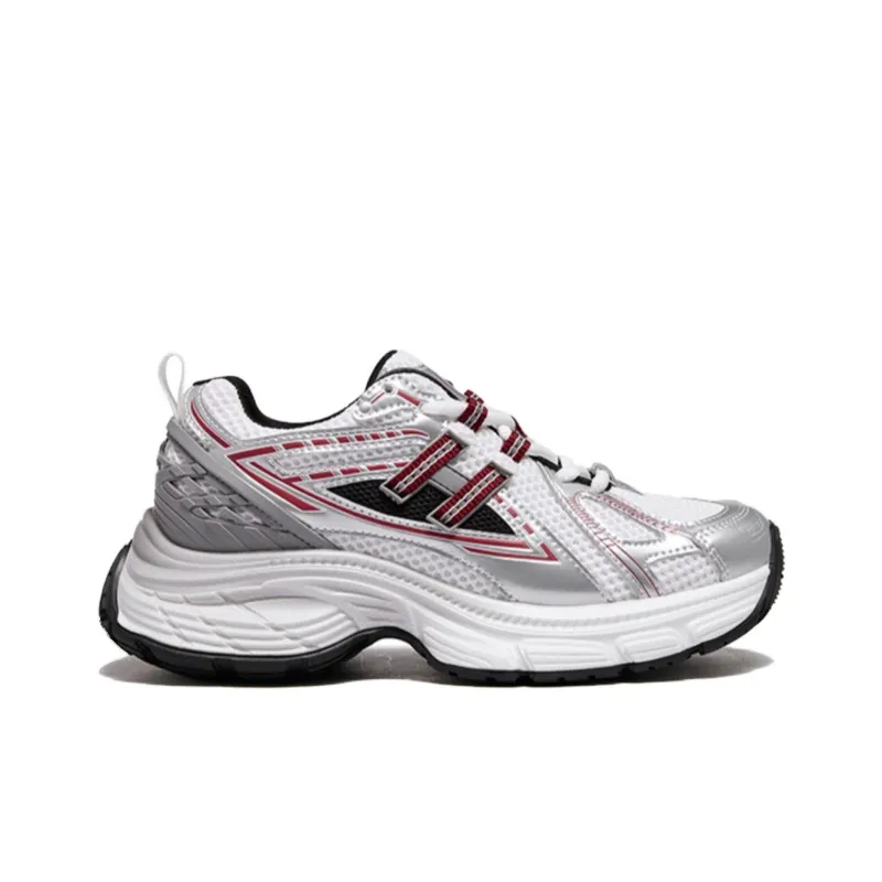 CAMEL Cushioning Wear Resistant Low Top Running Shoes Women's White Silver Red-1