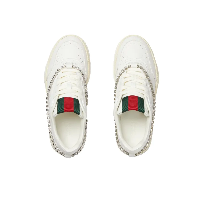 GUCCI Women's Re Web Sneaker 'White Crystal Chain' Women's-2