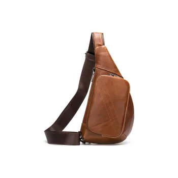 DOSRFINI Top Grain Cow Leather One Shoulder Crossbody Sling Bags Regular Men's Brown/Black/Coffee