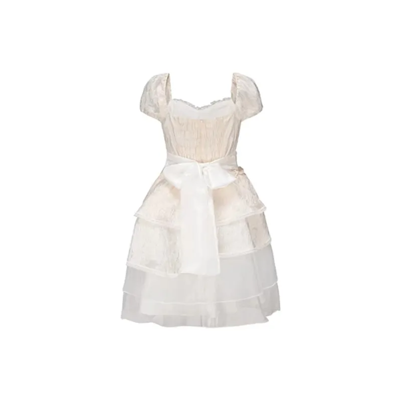 JOSR Short Sleeved Dresses Women's Iridescent Flat White-1