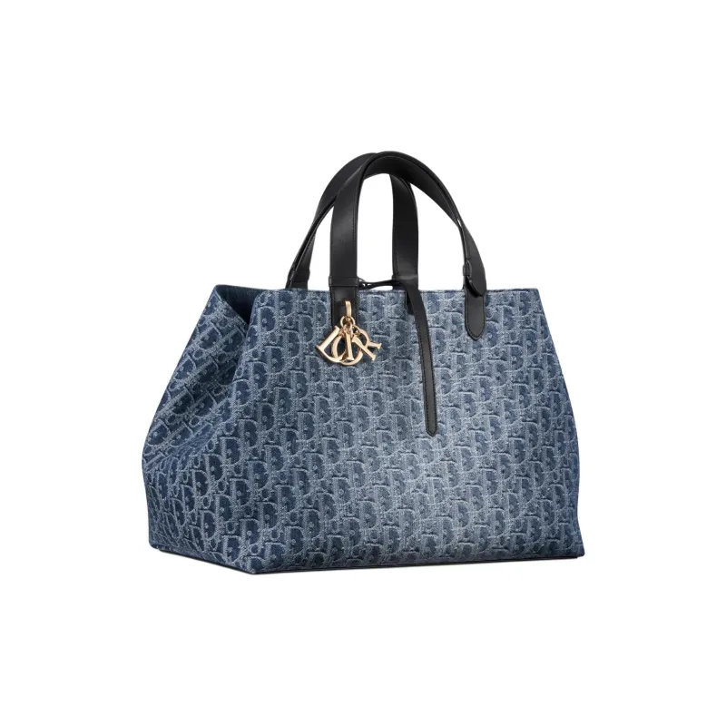 DIOR Oblique Jacquard Fabric Tote Bag, Shopping Bag, Indigenous Bag, Handbag Large Size Women's Blue-2