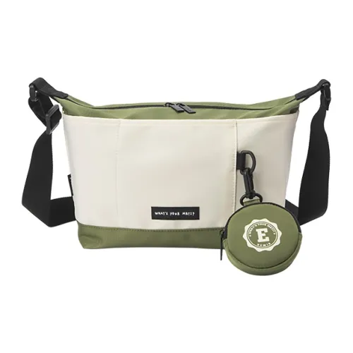 SEM/R Nylon Fabric Crossbody Bag Small Size Unisex White Green Tones Khaki Black.