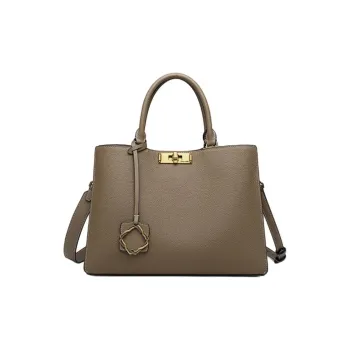 PIERRE CARDIN Top Grain Cow Leather One Shoulder Handbag Medium Size Women's Khaki/Brown/Gray