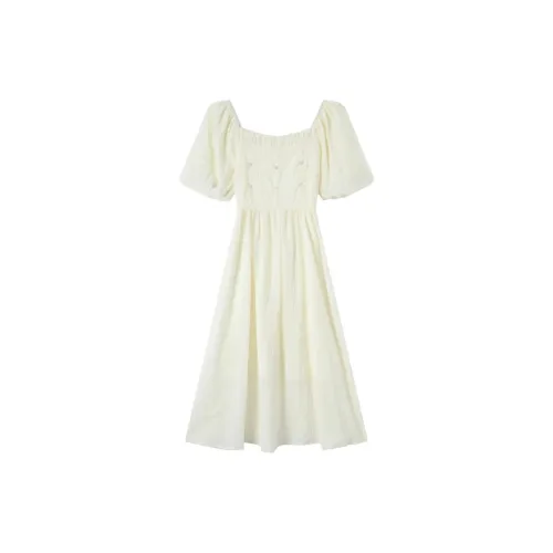 EIDOLON GRAIN Short-Sleeved Dresses Women's Ivory