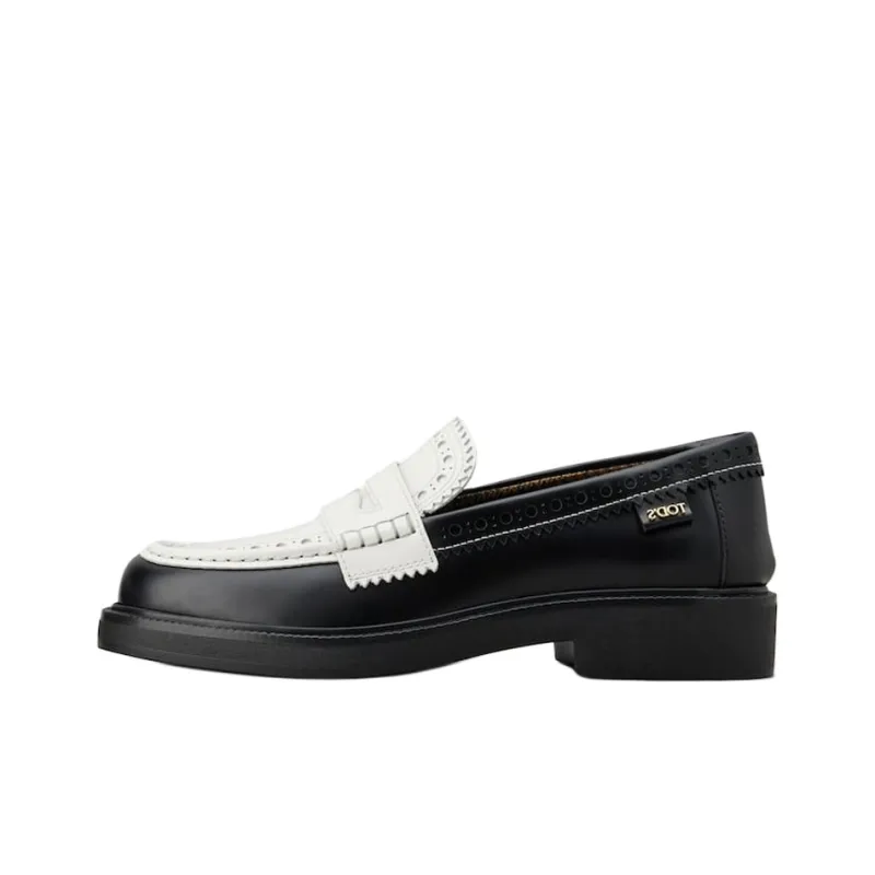TOD'S Brogue Trim Round Toe Loafers Women's-0