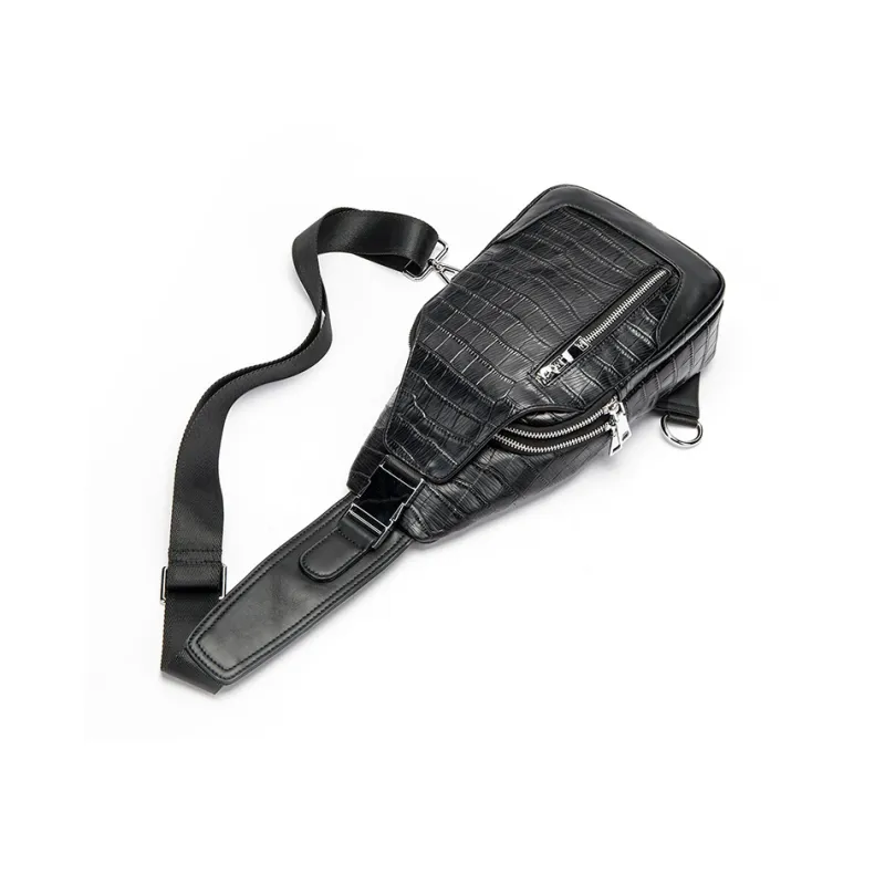 DOSRFINI Top Grain Cow Leather Sling Bag Regular Men's Black-1