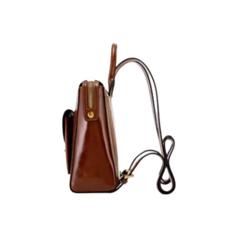 Hush Puppies Cow Leather Bonded Synthetic Leather Backpack Small Size Women's Black/Brown-8