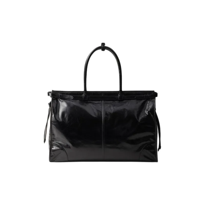 PRADA Leather Tote Bag, Shopping Bag, Handbag Men's Black-2