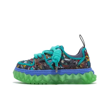 Wotto Artist x OETZI Ice Man Oz Breathable Height Increasing Coverage Low Top Skateboard Shoes Unisex Green & Yellow