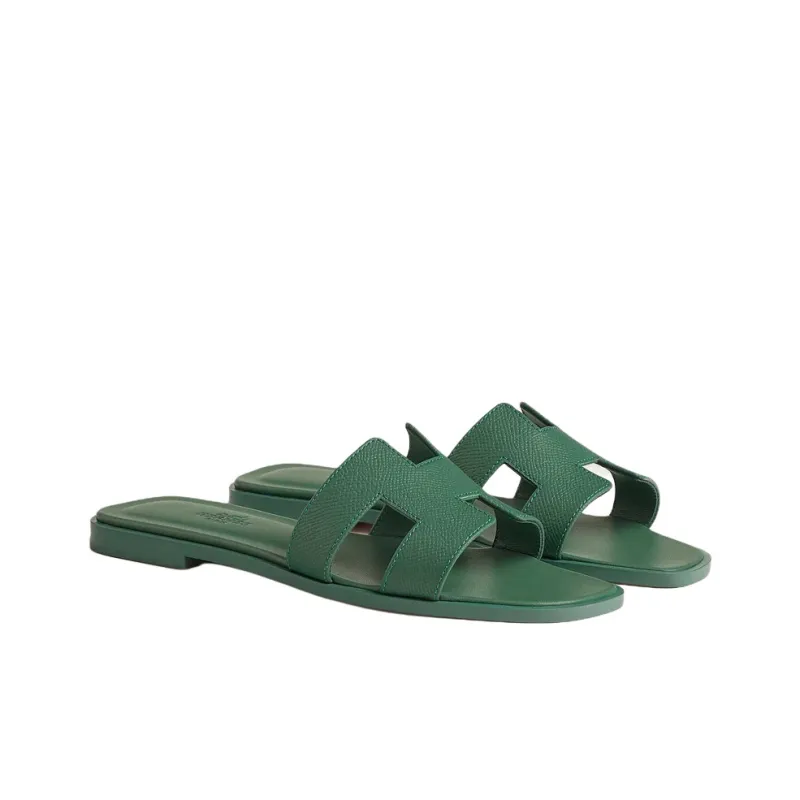 HERMES Oran Abrasion Resistant Slide Slippers Women's Green-2