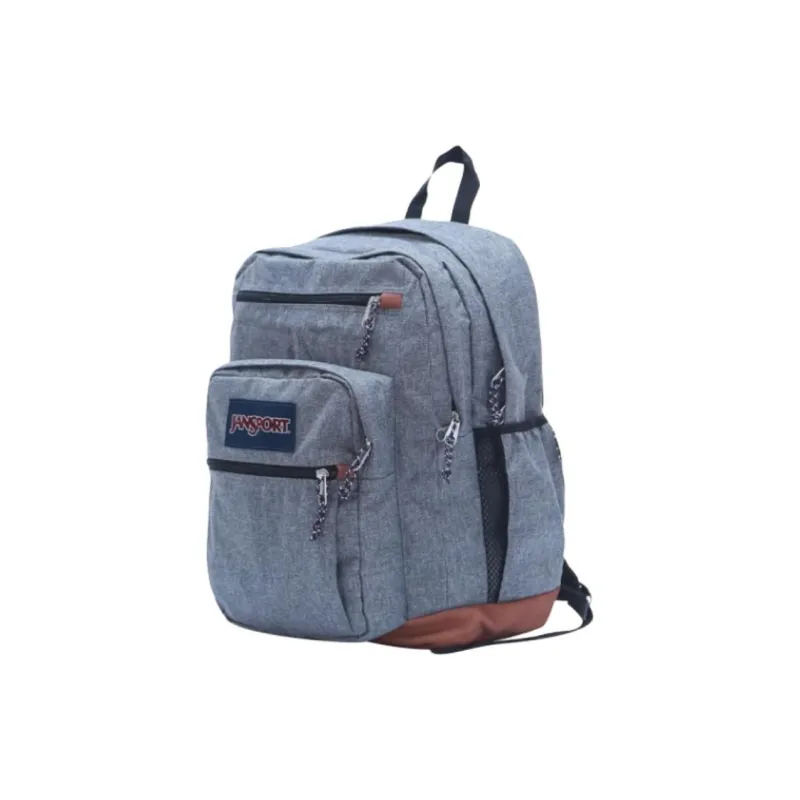 JanSport Fabric With Leather Backpack Large Size Unisex Dark Gray-1