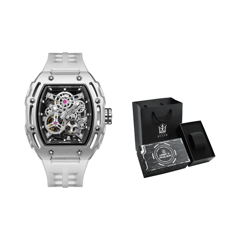 Respect The Time Mechanical Movement Silicone Strap Watch Men's Watches Silver Dial-1