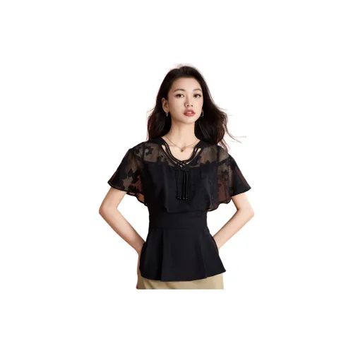 Mylan Chiffon Shirts Women's Black