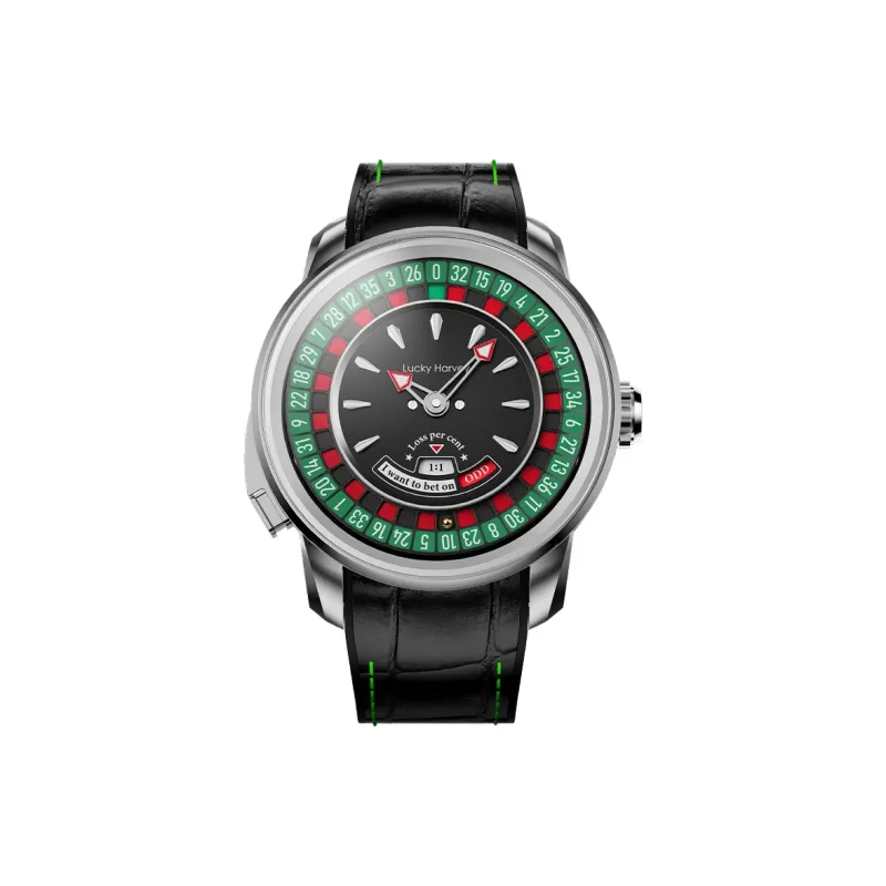LUCKY HARVEY Player Series Mechanical Movement Rubber Strap Watch Men's Watches Green Dial-0