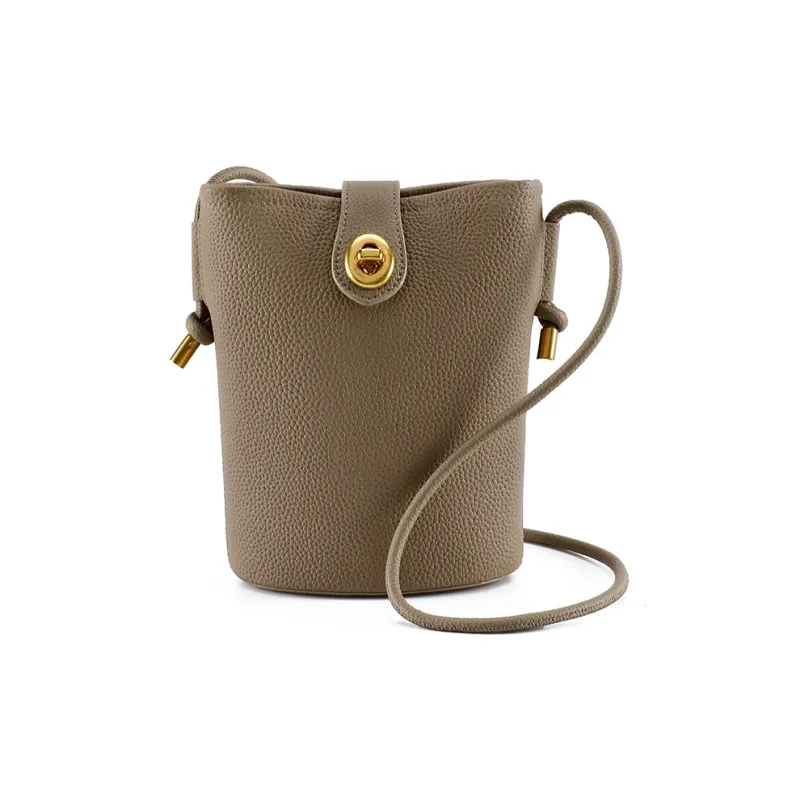 ST&SAT Cow Leather Bucket Bag With Cell Phone Pouch Crossbody Bag Shoulder Bag Regular Women's Khaki/Apricot/Ecru/Black-7
