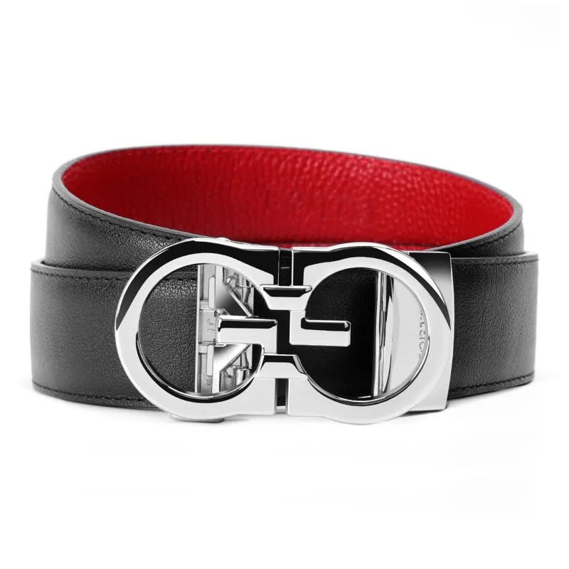FORTEI Top Grain Cow Leather Belts Men's Black Width 3.5cm Gift Box Set-1