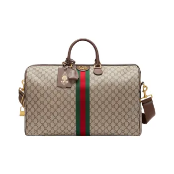 GUCCI Canvas With Leather Trim Luggage Bag, Shoulder Bag, Crossbody Bag, Handbag Large Size Men's Ebony