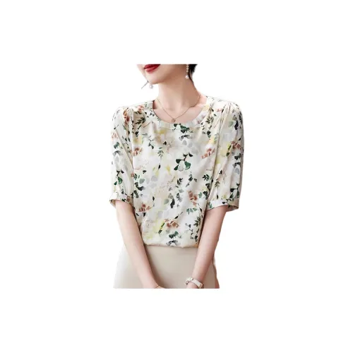 Yi Mengyuan T-Shirts Women's Green Flower Tree Leaves