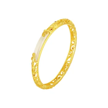 Love Hetian Jade Bangles Pale Greenish-White Jade Women's