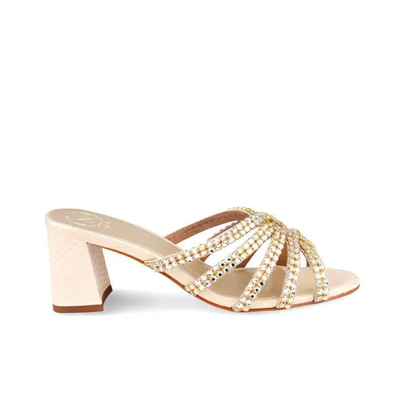 NICOLI Slide Slippers 7cm Women's Gold-1