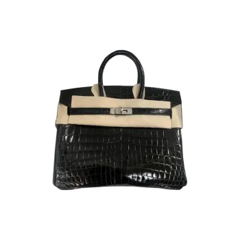 HERMES Birkin Porosus Crocodile Leather Handbag Women's 89 Noir Black