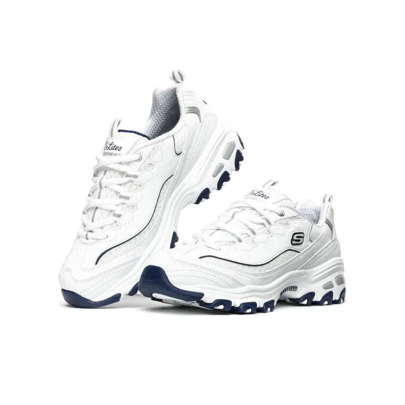 Skechers D'LITES 1.0 Slip Resistant Cushioning Low Top Chunky Sneakers Women's White Blue-3