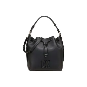 DKNY Leather Bucket Bags Handbags Medium Size Women's Black