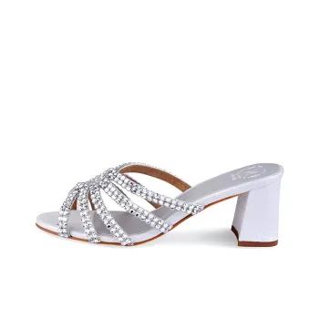 NICOLI Slide Slippers 7cm Women's Silver