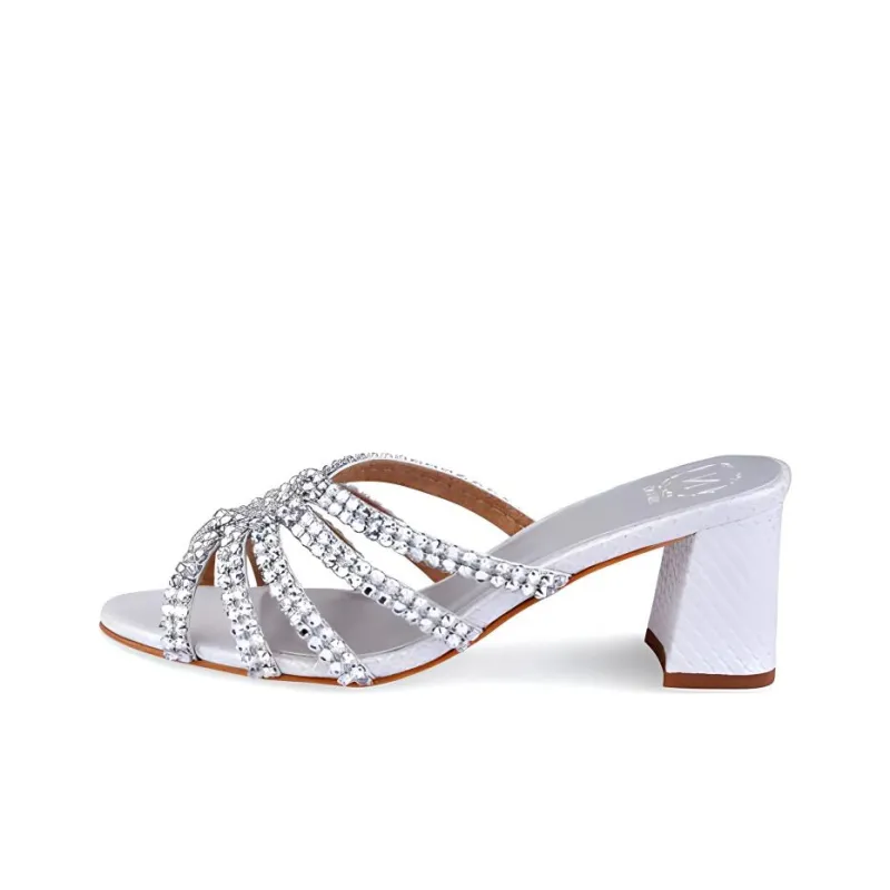 NICOLI Slide Slippers 7cm Women's Silver-0