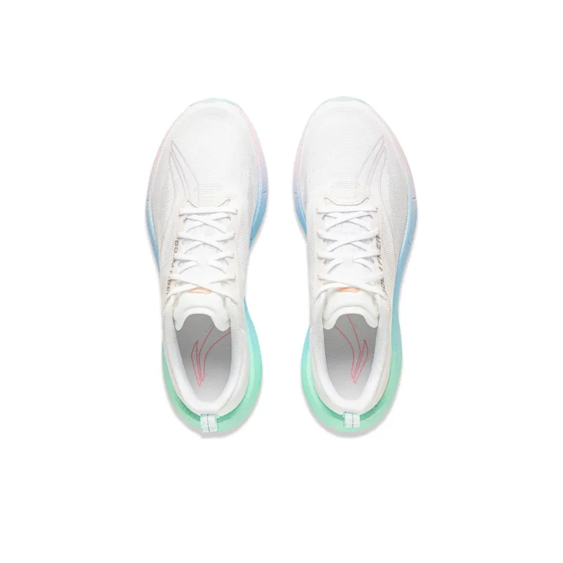 LiNing Super Light 21 Cushioned Slip Resistant Abrasion Resistant Breathable Low Top Running Shoes Women's White Blue-3