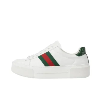 GUCCI ACE Low Top Skateboard Shoes 4.5cm Women's White Green