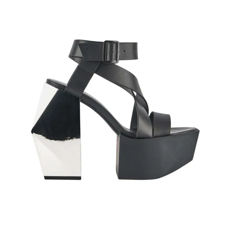 UNITED NUDE Stage Sandal Strap Sandals 15cm Women's Black Silver-1