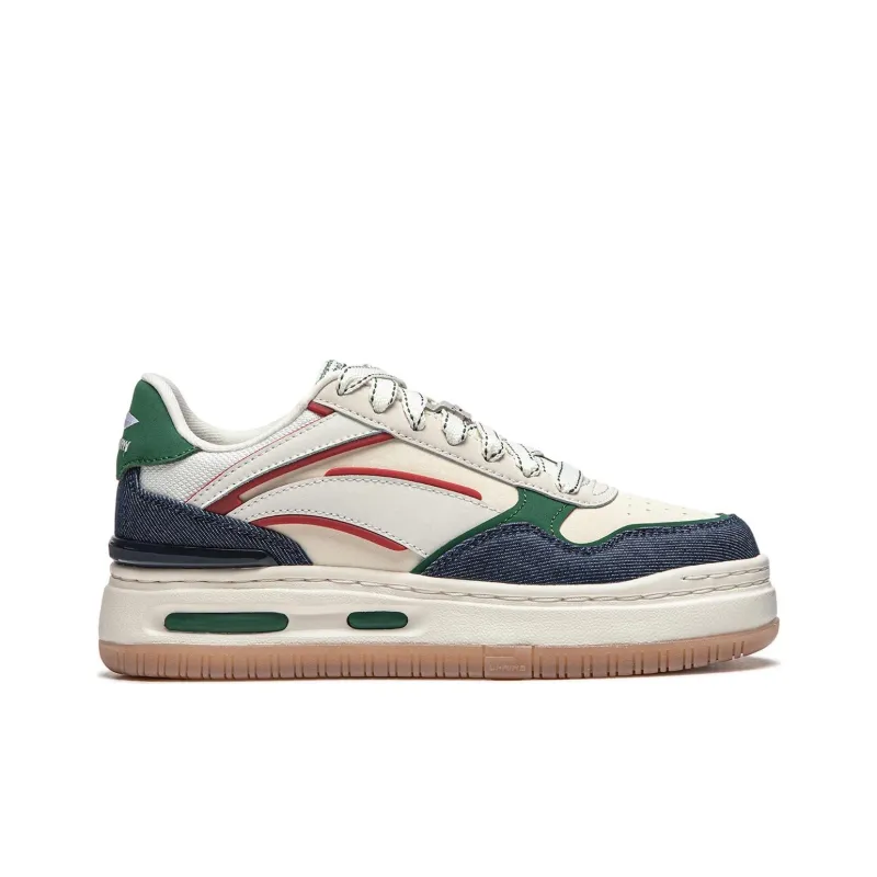LiNing Future C1 Anti Slip Wear Resistant Low Top Skateboard Shoes Women's Beige Green-1