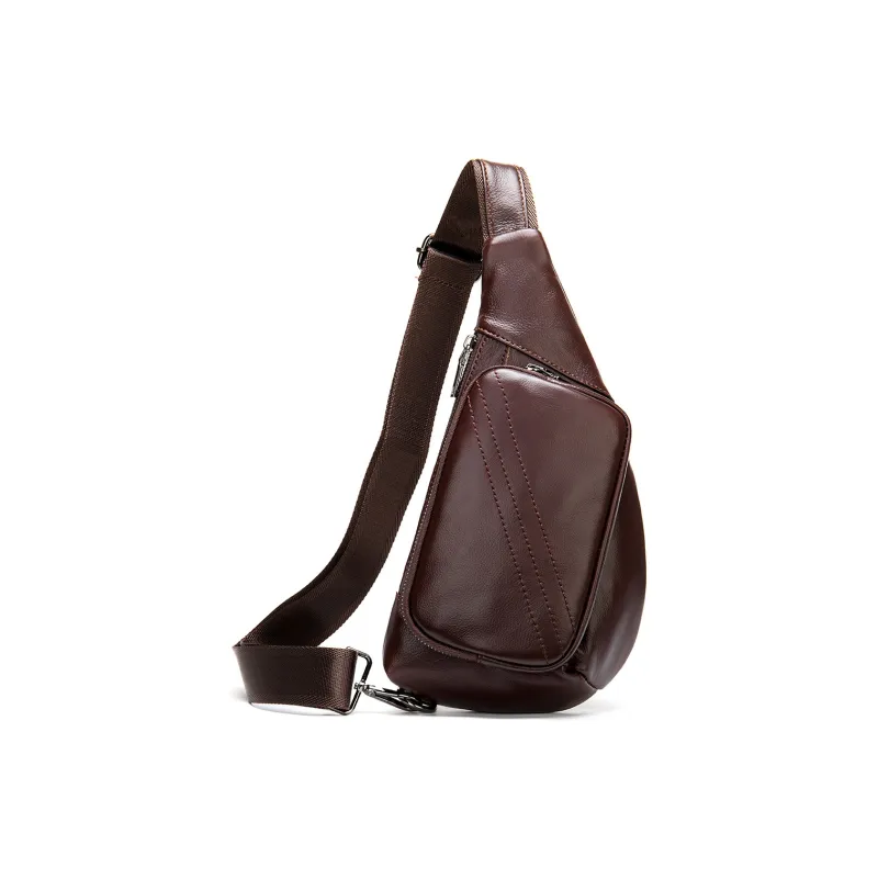 DOSRFINI Top Grain Cow Leather One Shoulder Crossbody Sling Bags Regular Men's Brown/Black/Coffee-8