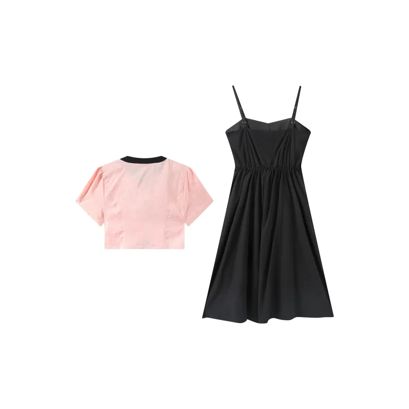 EIDOLON GRAIN Skirt Set Women's Pink+Black-1