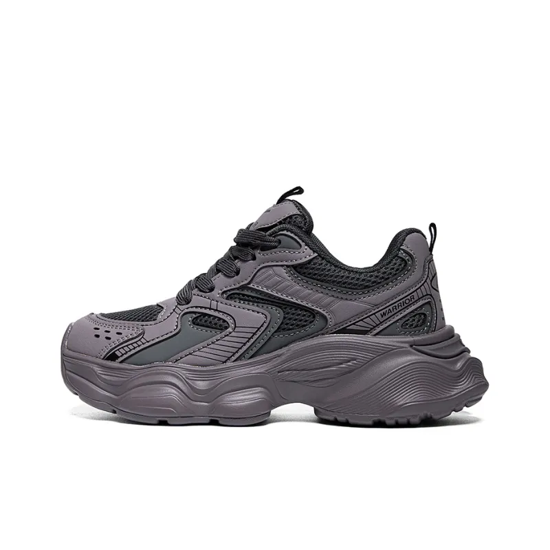 Warrior Students Platform Chunky Sneakers Lightweight And Breathable Low Top Casual Shoes Women's Dark Purple-0