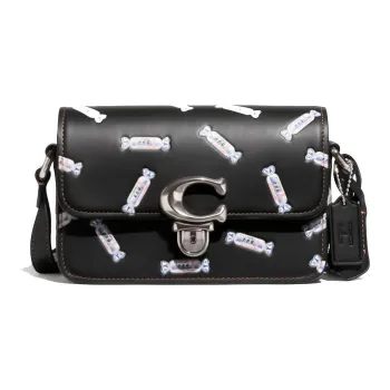 COACH Baymax Rabbit, Collaboration Studio Cow Leather Shoulder Bag Women's Black
