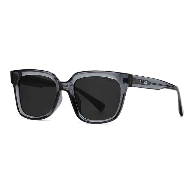 Prsr Plate Frame TR/Memory Plastic Square Sunglasses Unisex Black/Blue Gray-4