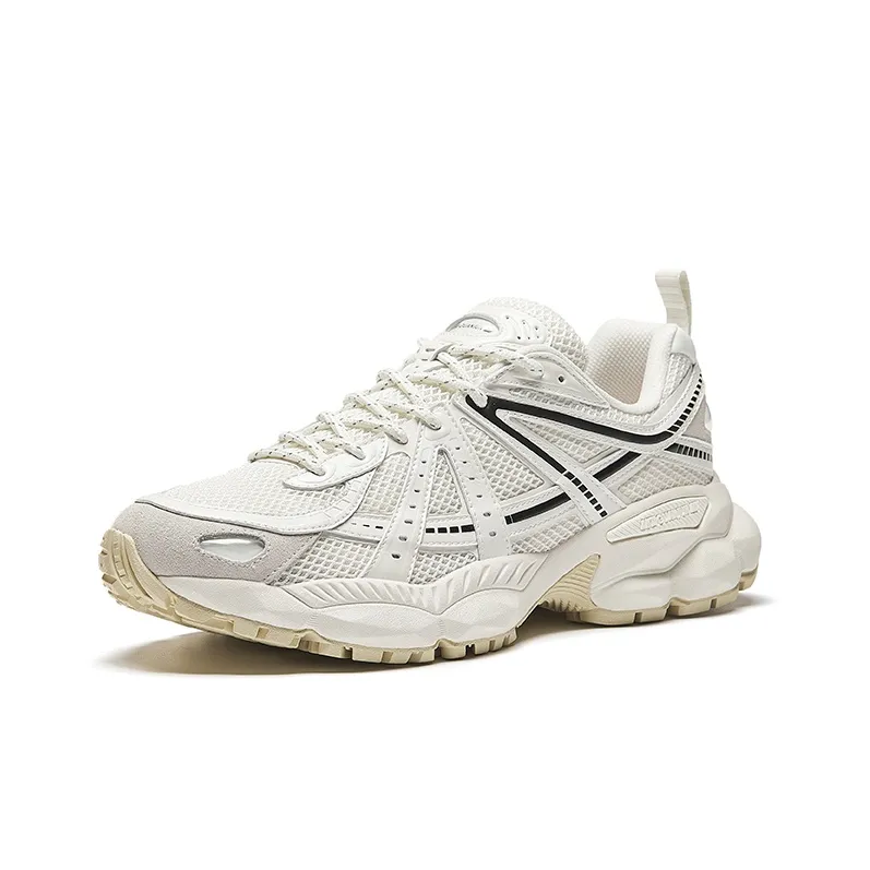 Anta Cushioned Slip-Resistant Low-Top Running Shoes Men's White Black-1