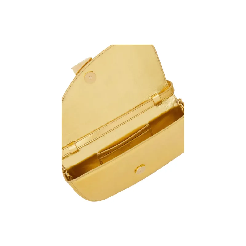 FERRAGAMO Calfskin Handbag Shoulder Bag Women's Gold-4