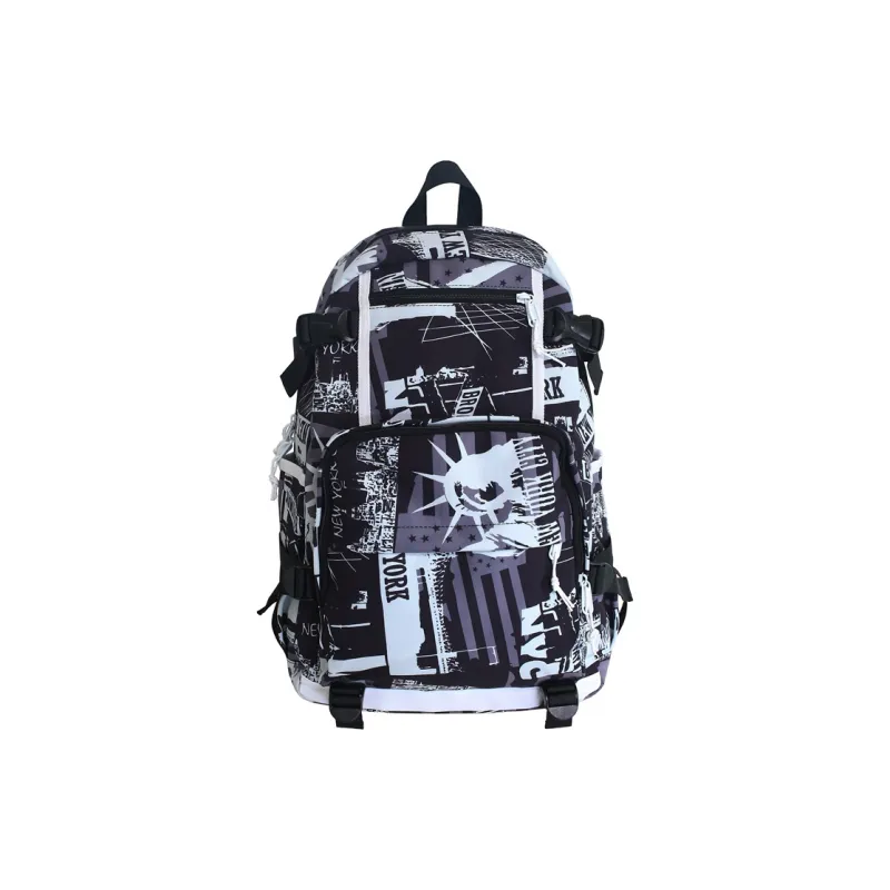 GEERDUN Nylon Backpack Regular Unisex Rendering White/Letter Black/Camouflage Black/Shoes White-3