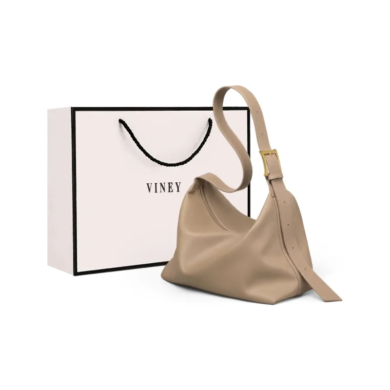 VINEY Cow Leather Crossbody Bag Shoulder Bag Tote Bag Shopping Bag Large Size Women's Black-0