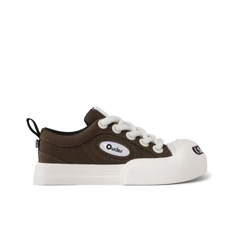 Ouder Smiler Laughs Series Anti Slip Wear Resistant Low Top Skateboard Shoes Unisex Coffee Brown-1